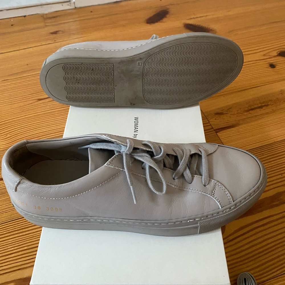 Woman by Common Projects Grey Achilles Low Top Sneaker - Picture 3 of 6